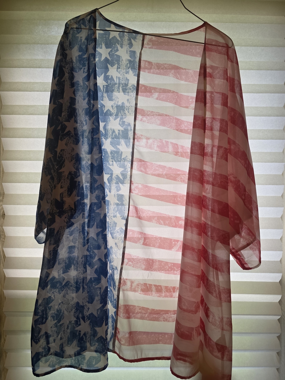 Sheer American Flag Kimono Cover-Up - Red, White & Blue